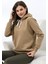 Şardonlu Kapüşonlu Sweatshirt 19491 Bej 3
