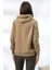 Şardonlu Kapüşonlu Sweatshirt 19491 Bej 4