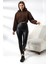 Şardonlu Kapüşonlu Sweatshirt 21391 Kahve 1