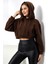 Şardonlu Kapüşonlu Sweatshirt 21391 Kahve 3