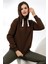 Şardonlu Kapüşonlu Sweatshirt 19491 Kahve 3