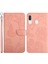 Samsung Galaxy A20E Için Cilt Düzenli Deri Telefon Stand Kapağı Kelebek Çiçek Deseni Baskılı Flip Cüzdan Kabuğu Bilek Strap-Pink ile (Yurt Dışından) 1