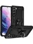 Sert Çizgili Anti-Cratch Telefon Kabuğu Yüzük Tutucu Kickstand Tasarımı Pc+Tpu+Metal Hibrid Telefon Kapağı Samsung Galaxy S22+5G-BLACK (Yurt Dışından) 1