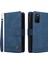 Fermuar Cep Çizgileri Baskılı Deri Kapak Cüzdan Standı Telefon Kasası Samsung Galaxy A03 (164.2 x 75.9 x 9.1mm) Için Birden Fazla Kart Yuvası ile -Blue (Yurt Dışından) 1