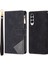Renk Ekleme Baskı Çizgileri Tasarım Deri Telefon Kapağı Cüzdan Stand Kılıfı Samsung Galaxy Z Kat3 5g-Black Için Fermuar Cepi (Yurt Dışından) 1