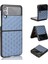 Samsung Galaxy Z Flip3 Için 5g Rhombus Baskılı Katlanır Telefon Kılıf Anti Dalgalı Pu Deri Kaplamalı Pc Kapak Mavisi (Yurt Dışından) 1