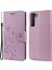 Baskı Kelebekler Çiçekler Pu Deri Folio Flip Telefon Kılıfı Samsung Galaxy S22 5g-I-Light Mor Için Stand Cüzdan Kapağı (Yurt Dışından) 1