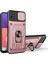 Kickstand Hard Pc Yumuşak Tpu Şok Geçirmez Telefon Kapağı Samsung Galaxy A22 5g (Ab Versiyonu) Için Kart Tutucu ve Slayt Kamera Kapağı ile -Rose Gold (Yurt Dışından) 1