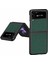 Samsung Galaxy Z Flip4 Için 5g Anti-Çizgi Çapraz Doku Telefon Kılıfı Ka Pu Deri Kaplamalı Pc Arka Kapak Koruyucu Kabuk Yeşili (Yurt Dışından) 1