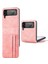 Samsung Galaxy Z Flip4 Için 5g Taşınabilir Cüzdan Telefon Kılıfı Pu Deri Kaplamalı Sert Pc Kapağı Katlanır Telefon Kabuk-Pink (Yurt Dışından) 1