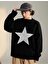 Daily Fashion Stokta Olmadan-Star Oversize Unisex Siyah Kazak 3