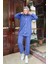 Çıtçıtlı Yandan Cepli İkili Sade Basic Eşofman Spor Takımı - 12009.006 - İndigo 2