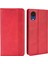 Samsung Galaxy A03 Çekirdek Retro Tarzı Baskılı Deri Cüzdan Standı Manyetik Folio Flip Telefon Kasa-Kırmızı (Yurt Dışından) 2