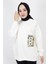 23001 2 Ip Kumaş Inci ve Baskı Detaylı Oversize Sweatshirt 1