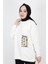 23001 2 Ip Kumaş Inci ve Baskı Detaylı Oversize Sweatshirt 3