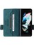 Samsung Galaxy Z Fold3 Için 5g Donanım Tasarımı Pu Deri Kılıf Cüzdan Stand Çift Manyetik Toka Telefon Kapak Mavisi (Yurt Dışından) 2
