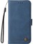 Pu Deri Flip Telefon Kapak Kartı Yuvaları Telefon Çevirme Kasası Retro Ağaç Desen Metal Düğmesi Dekor Stant Cüzdanı Samsung Galaxy A03S (164.2 x 75.9 x 9.1mm) -Blue (Yurt Dışından) 2
