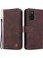 Pu Deri Flip Telefon Kapağı Kartı Yuvaları Telefon Flip Kasa Retro Ağaç Desen Metal Düğmesi Dekor Stant Cüzdanı Samsung Galaxy A03S (164.2 x 75.9 x 9.1mm) -Brown (Yurt Dışından) 1