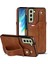 El Kayışı Kickstand Rfıd Engelleme Fonksiyonu Anti-Drop Pu Deri Kaplamalı Tpu Telefon Kılıfı Samsung Galaxy S21 Fe 5G/S21 Fan Edition-Brown Için Kart Yuvası (Yurt Dışından) 1