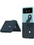 Samsung Galaxy Z Flip4 Için 5g Pu Deri Kaplamalı Pc Telefon Kılıfı Bilek Band Kickstand Tasarım Kontrast Renk Kapağı-Dark Mavi/bebek Mavisi (Yurt Dışından) 1