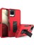 Samsung Galaxy A12 Hard Pc+Yumuşak Tpu Hibrid Kapak Kickstand Telefon Kılıfı Metal Metal Kırmızı/siyah (Yurt Dışından) 1