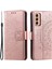 Samsung Galaxy M13 Için 4g Kırmızı Dayanıklı Folio Stand Kapağı Mandala Çiçek Deseni Baskılı Pu Deri Cüzdan Flip Case Bilek Kayış-Rose Altın (Yurt Dışından) 1