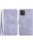 Samsung Galaxy A03 Için (164.2 x 75.9 x 9.1mm) Cilt Dokunuşu Deri Kasa Kelebek Çiçeği Baskalı Cüzdan Standı Koruyucu Kapak Bilek Kayış Işığı Mor (Yurt Dışından) 1