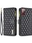 Samsung Galaxy S20 Fe 4g/fe 5G/S20 LITE/S20 Fe 2022 Fermuar Cep Stand Mat Pu Deri Cüzdan Kapak Black ile Iyi Korumalı Baskılı Rhombus Desen Kılıf (Yurt Dışından) 1