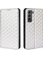 Samsung Galaxy S21 Fe 5g-Sılver Için 3D Rhombus Katlanabilir Stand Deri Kılıf Folio Flip Cüzdan Telefon Kılıfı (Yurt Dışından) 1