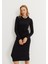 Kadın Siyah Renk Kaşkorse Kordonlu Uzun Kollu Elbise 2