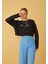 Kadın Siyah Mercury Baskılı Crop Sweatshirt 3