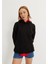 Kadın Siyah Kapüşonlu Oversize Sweatshirt 3