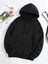 Street Wear Cartoon Rabbit Baskılı Oversize Siyah Kapşonlu Hoodie Sweatshirt 4