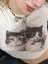Cute Kitten Ribbed Baskılı Beyaz Crop 1