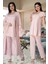 Dantelli Sabahlıklı Lohusa Pijama Takımı Pembe - 5011 1