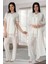 Dantelli Sabahlıklı Lohusa Pijama Takımı Ekru - 5044 1