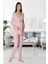 Effortt pembe Yakası Dantelli Lohusa Pijama Takımı - 8092 1