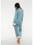 Mint Yeşil Saten Suni Kürk Detaylı Kadın Pijama Takım 3