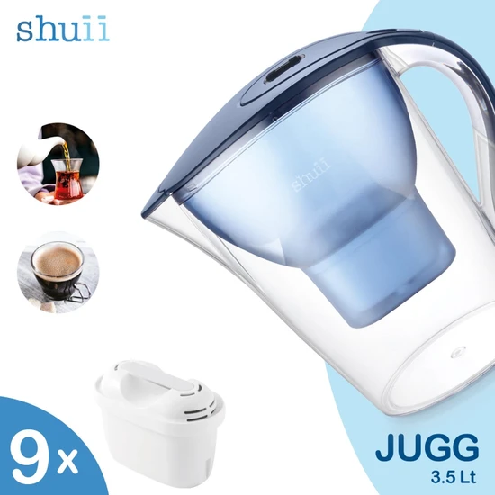 Shuii Jugg I Su Arıtma Sürahisi + 9 Adet Filtre I Pure+ ve Maxtra+ Filtreleri ile Uyumlu