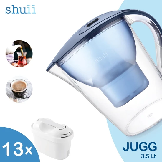 Shuii Jugg I Su Arıtma Sürahisi + 13 Adet Filtre I Pure+ ve Maxtra+ Filtreleri ile Uyumlu