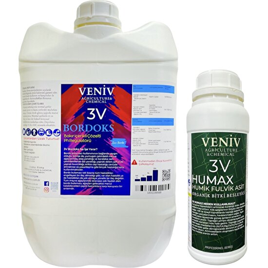 Veniv Agriculture 3V Bordoks Hazır Sıvı Bordo Bulamacı- Bakır/göztaşı Içerikli 20 L- 1 L Organik Bitki Besleyici Hümik Asit Çözeltisi