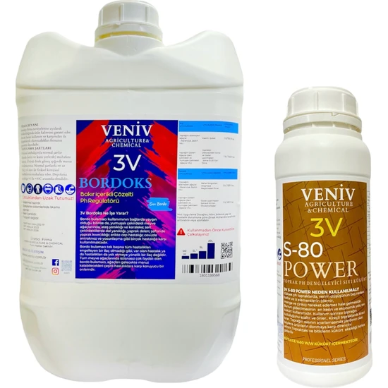Veniv 3V Bordoks -  Hazır Bordo Bulamacı 20 Lt  - (Konsantre Bakır Sülfat içerikli+ 3V S-80 Power 1 Lt Kükürt Hediye