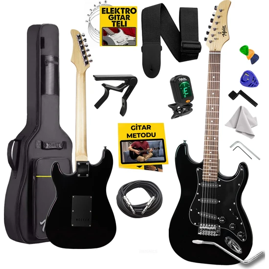 Midex RPH-30BK Full Black Profesyonel Elektro Gitar (Çanta Askı Capo Tuner Pena Kablo Yedek Tel)