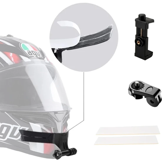 Knmaster Motosiklet Kask Çene Yapıştırıcılı Telefon ve Aksiyon Kamera Tutucu Full Aparat