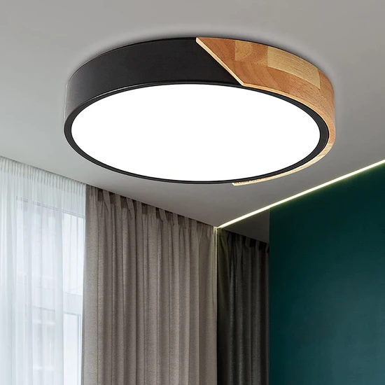 Habby LED Tavan Lambası - Yuvarlak Siyah 40CM 30W - LED Beyaz Işık (Yurt Dışından)