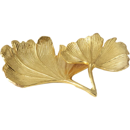 Sunshinee Altın Yaprak Ginkgo Biloba Yaprağı Dekoratif Tepsi Altın Takı Tepsi Masası Dekoratif Bulaşık Organizatör Tepsi Yüzük Kolye (Yurt Dışından)