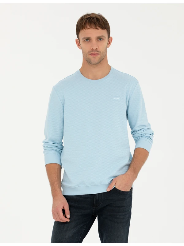 Pierre Cardin Erkek Açık Mavi Regular Fit Sweatshirt 50279557-VR095