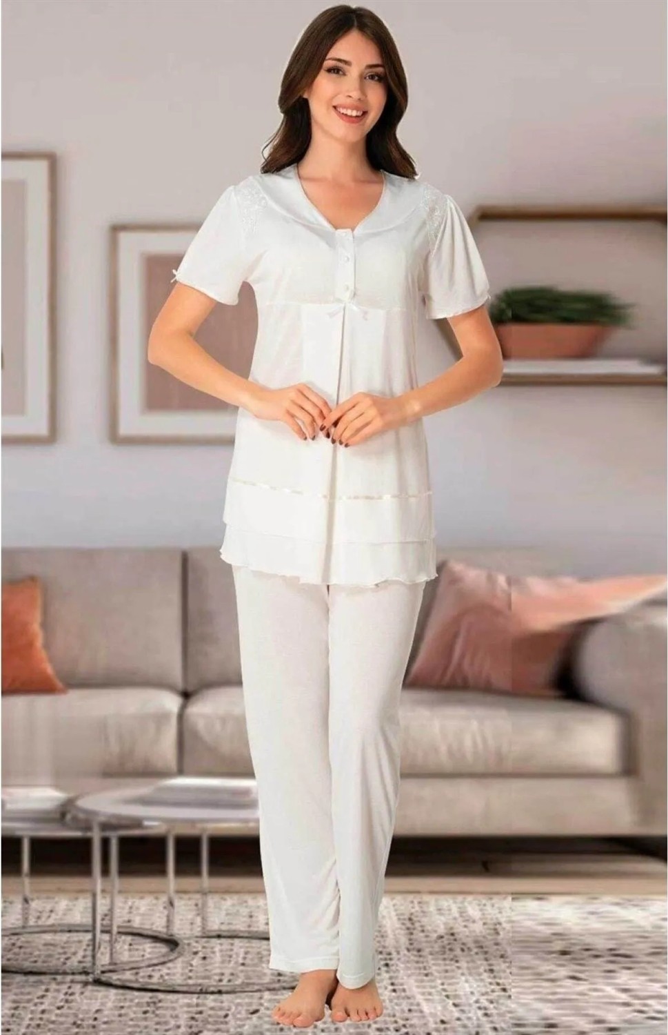 Effort t Lohusa Pijama Takımı Ekru - 8022 görsel 5