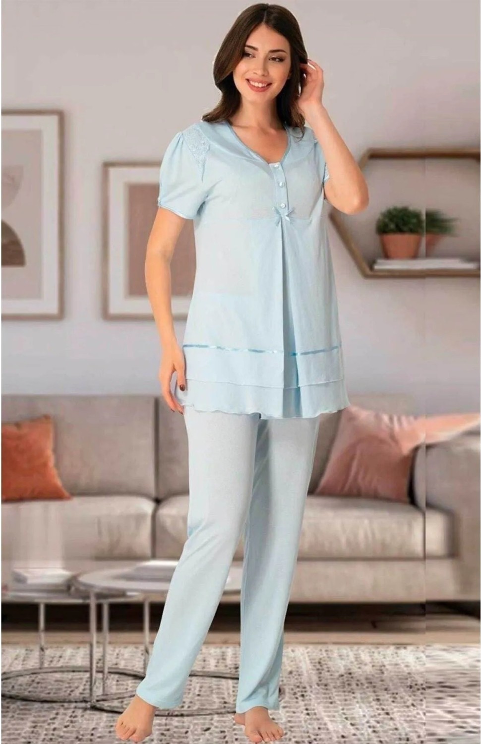 Effort t Lohusa Pijama Takımı Ekru - 8022 görsel 3
