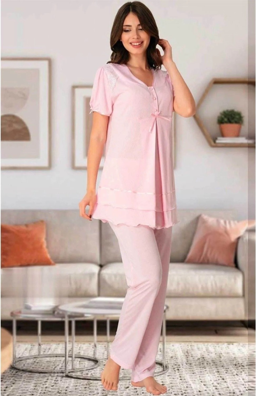 Effort t Lohusa Pijama Takımı Ekru - 8022